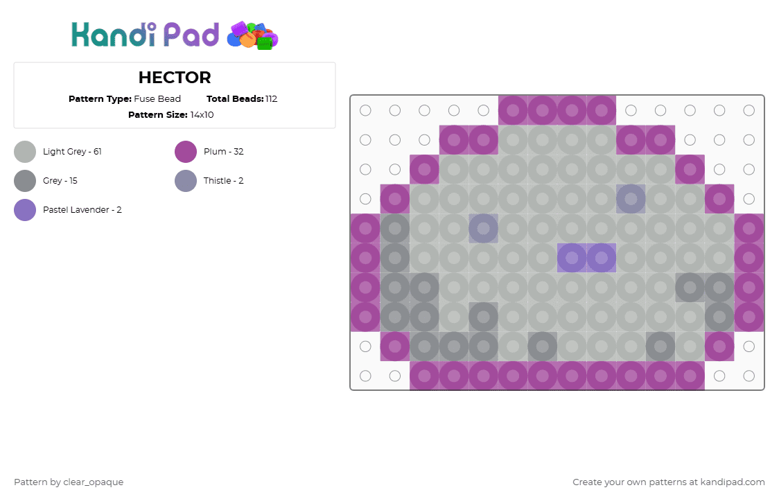 HECTOR - Fuse Bead Pattern by clear_opaque on Kandi Pad - omori,hector,pet rock,pink,beige