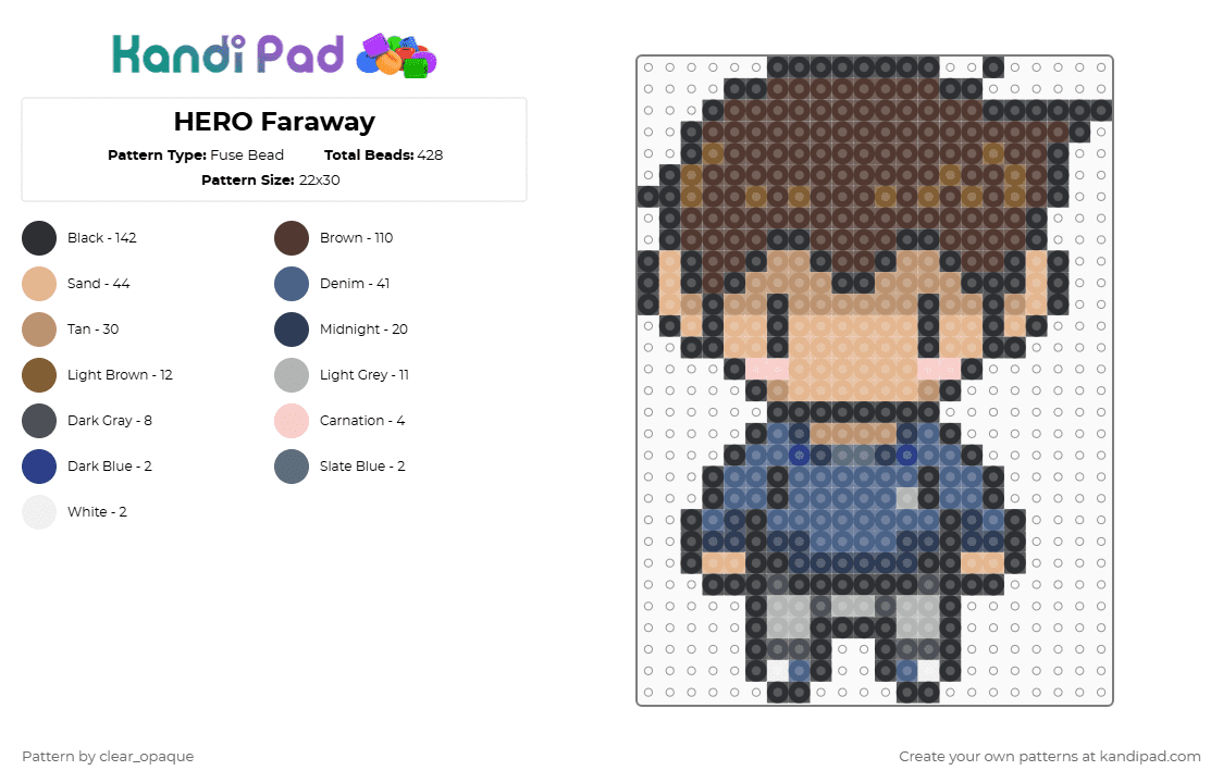 HERO Faraway - Fuse Bead Pattern by clear_opaque on Kandi Pad - beige, brown, character, faraway, gaming, hero, omori, video game