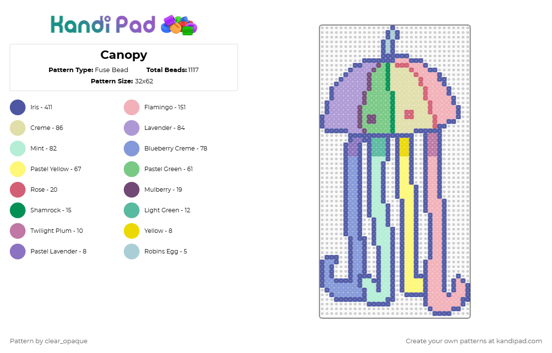 Canopy - Fuse Bead Pattern by clear_opaque on Kandi Pad - purple,light blue,beige,colorful,omori,canopy,umbrella,video games,gaming