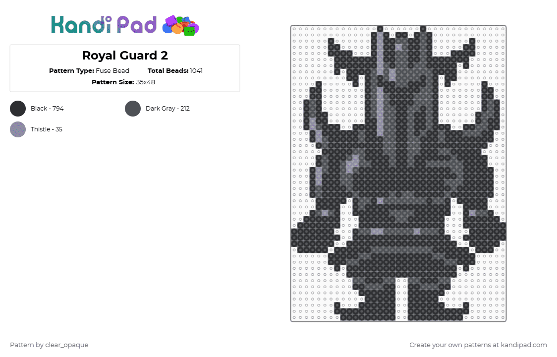 Royal Guard 2 Fuse Bead Pattern - Kandi Pad | Kandi Patterns, Fuse Bead ...