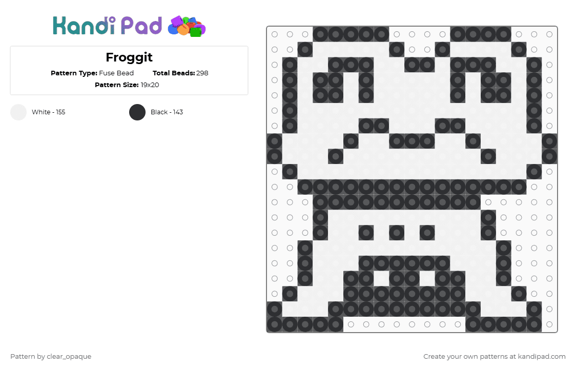 Froggit - Fuse Bead Pattern by clear_opaque on Kandi Pad - black,white,undertale,froggit