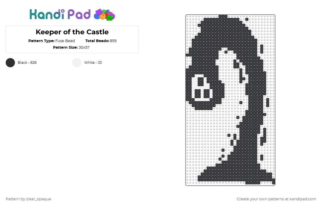 Keeper of the Castle - Fuse Bead Pattern by clear_opaque on Kandi Pad - black,omori,keeper of the castle