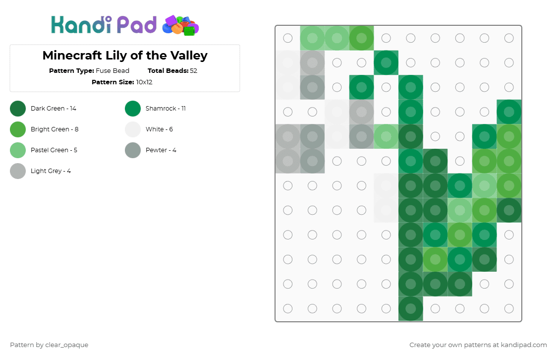 Minecraft Lily of the Valley - Fuse Bead Pattern by clear_opaque on Kandi Pad - green,minecraft,lily of the valley,flower,video games,gaming