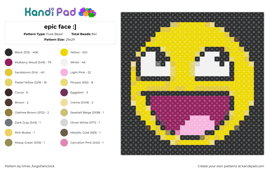 Epic face :] Fuse Bead Pattern - Kandi Pad | Kandi Patterns, Fuse Bead ...