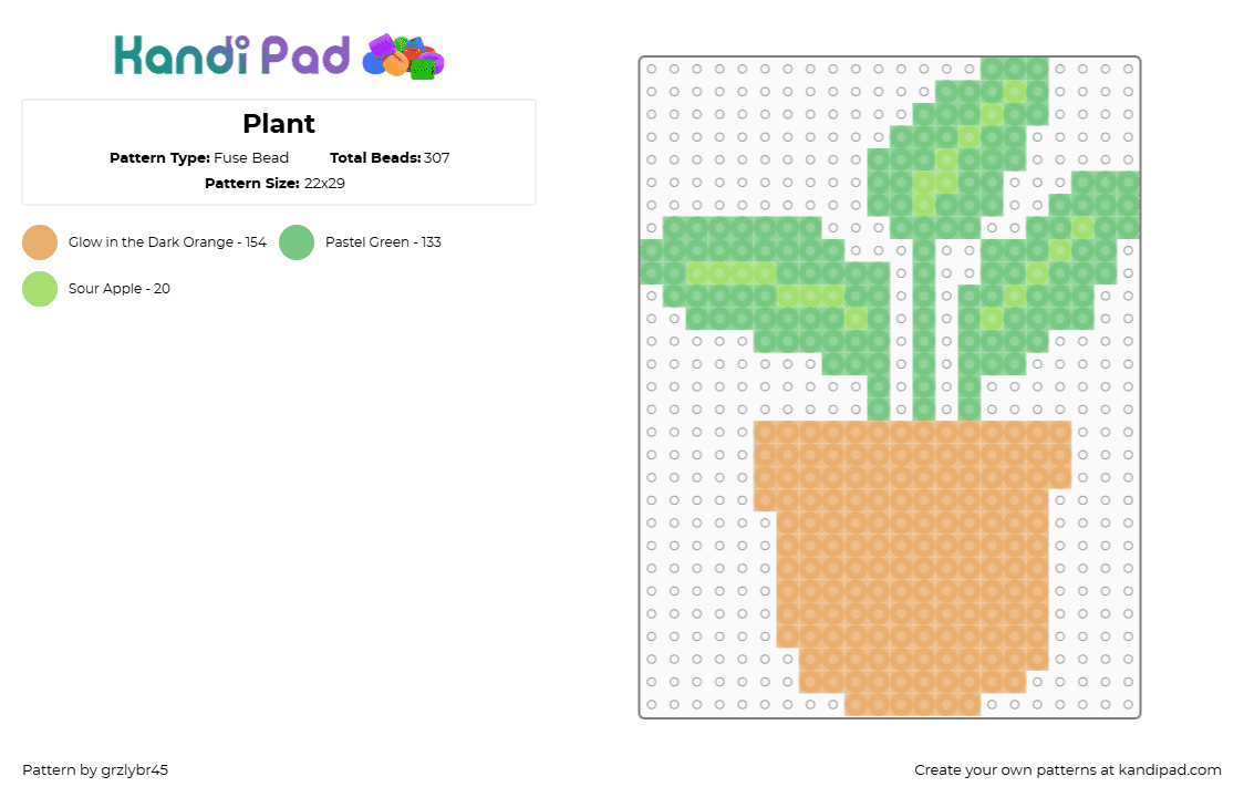 Plant - Fuse Bead Pattern by grzlybr45 on Kandi Pad - teal,orange