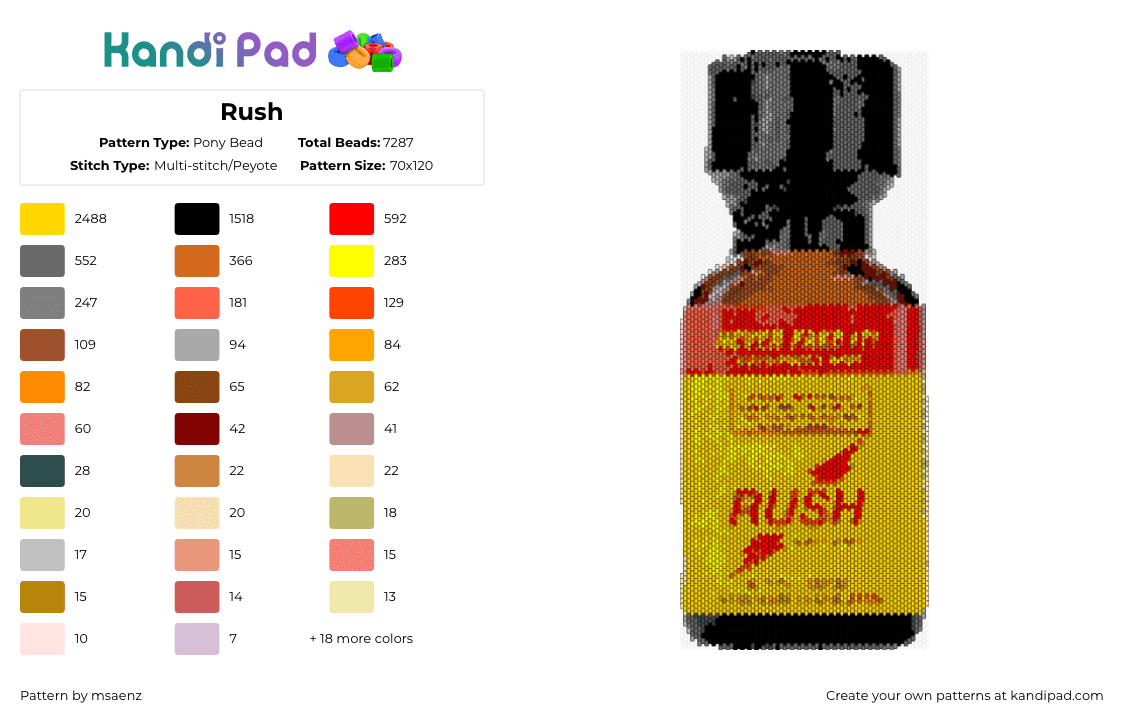 Rush Pony Bead Pattern - Kandi Pad | Kandi Patterns, Fuse Bead Patterns ...