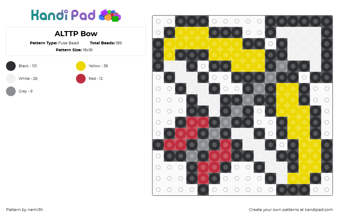 ALTTP Bow - Fuse Bead Pattern by namr3h on Kandi Pad - black,yellow