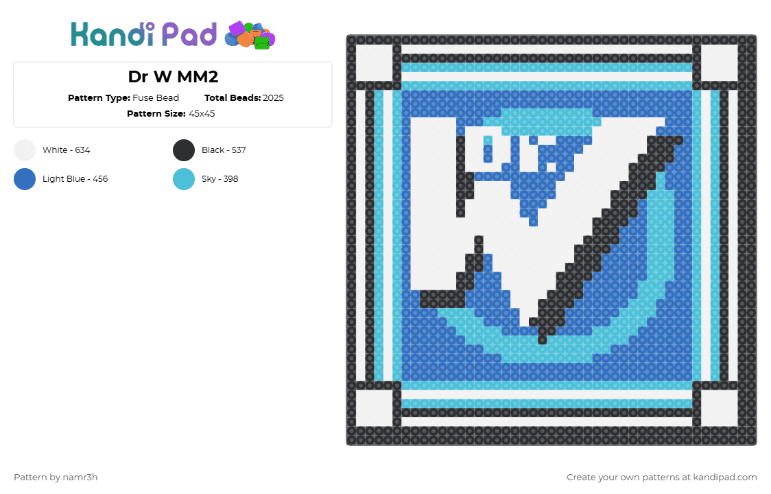 Dr W MM2 - Fuse Bead Pattern by namr3h on Kandi Pad - blue, dr w, frame, light blue, mega man