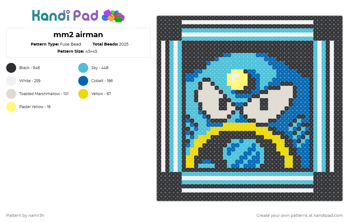 mm2 airman - Fuse Bead Pattern by namr3h on Kandi Pad - black,light blue