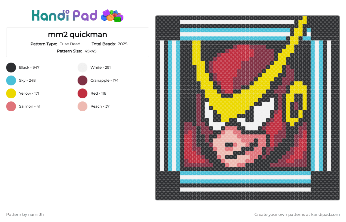 mm2 quickman - Fuse Bead Pattern by namr3h on Kandi Pad - black,light blue,brown,colorful