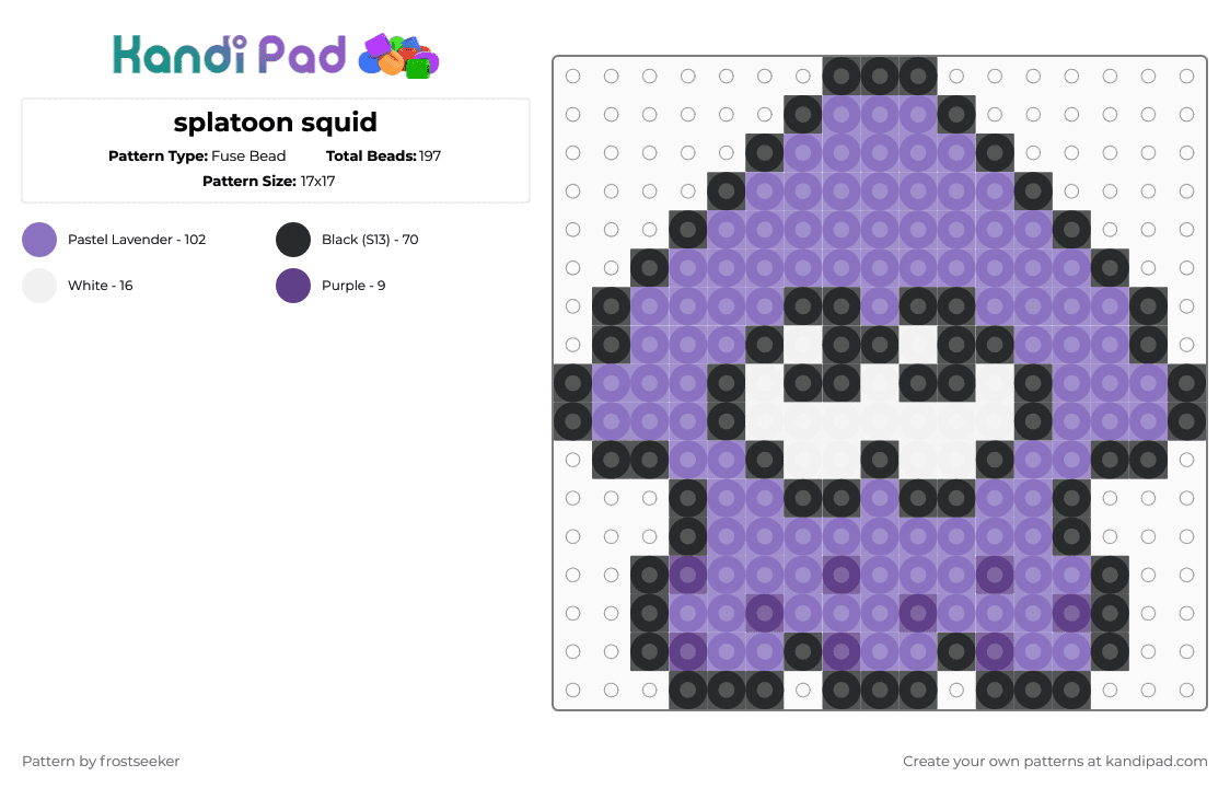 splatoon squid - Fuse Bead Pattern by frostseeker on Kandi Pad - blue