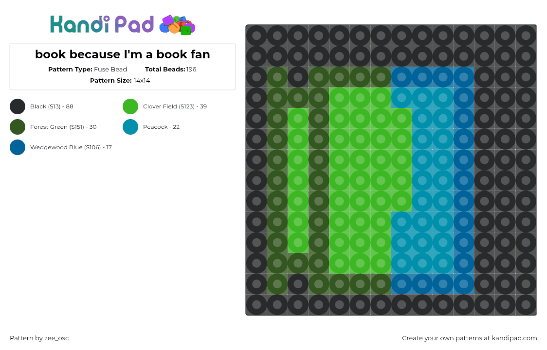 book because I\'m a book fan - Fuse Bead Pattern by vixcore on Kandi Pad - gold,green