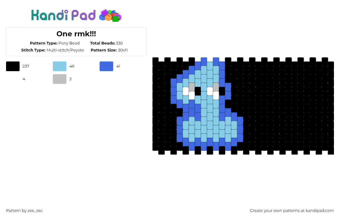 One rmk!!! - Pony Bead Pattern by bookix on Kandi Pad - black,blue,light blue