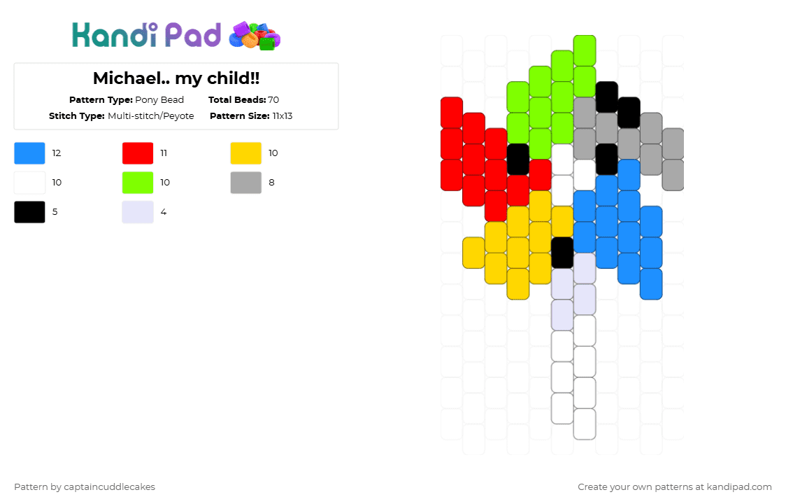 Michael.. my child!! - Pony Bead Pattern by vixcore on Kandi Pad - pinwheel,light blue,yellow,red,green