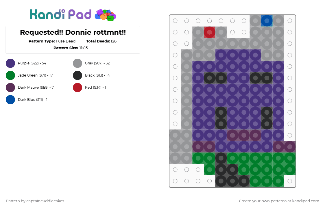 Requested!! Donnie rottmnt!! - Fuse Bead Pattern by vixcore on Kandi Pad - tmnt,rottmnt,silly