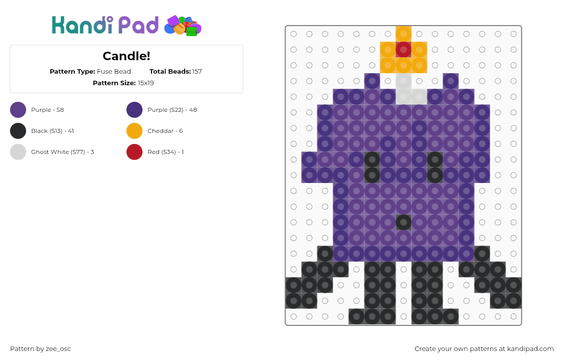 Candle! - Fuse Bead Pattern by vixcore on Kandi Pad - purple