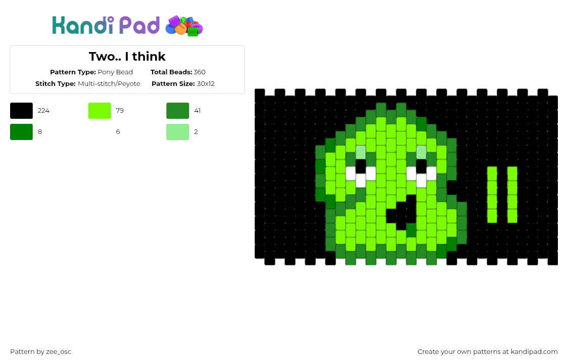Two.. I think - Pony Bead Pattern by bookix on Kandi Pad - black,green