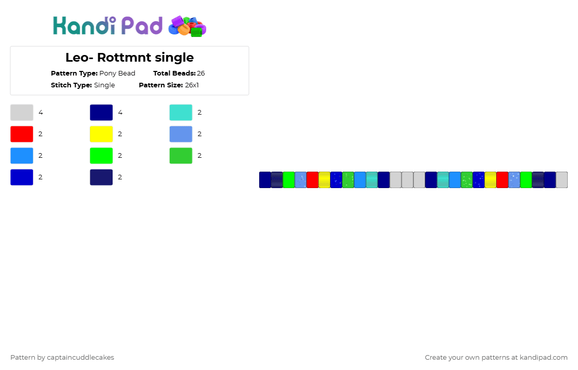 Leo- Rottmnt single - Pony Bead Pattern by bookix on Kandi Pad - purple,light blue,tmnt,leonardo,rottmnt,teenage mutant ninja turtles,rise of the tmnt,silly