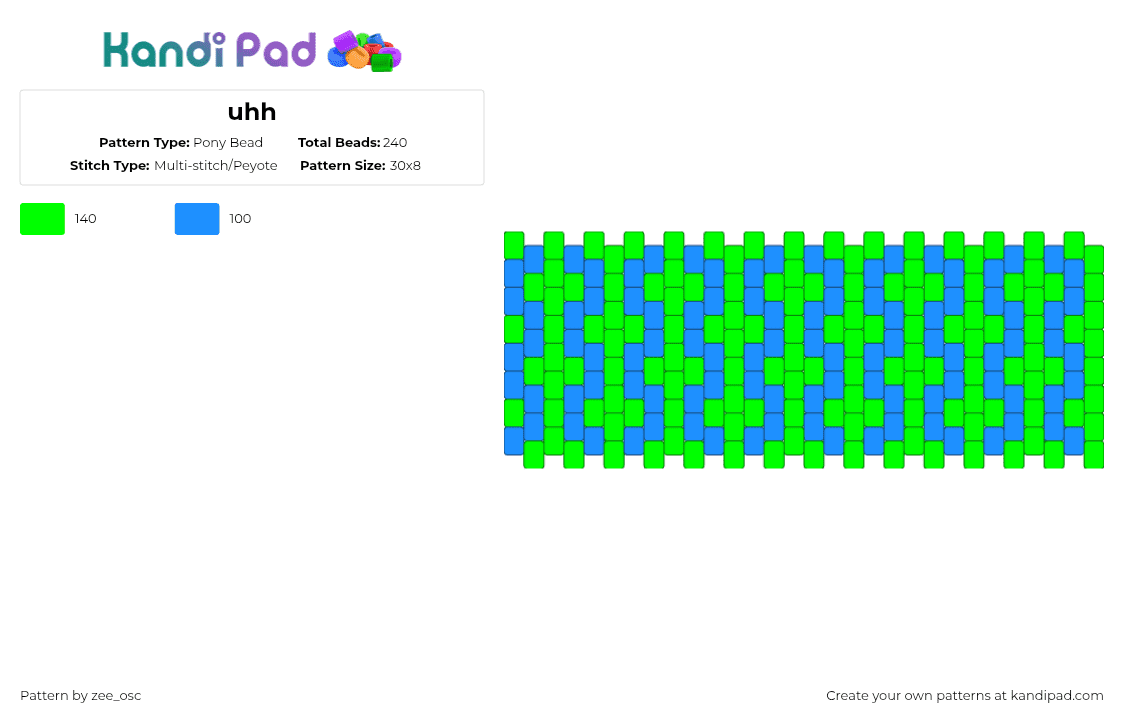 uhh - Pony Bead Pattern by vixcore on Kandi Pad - green,light blue