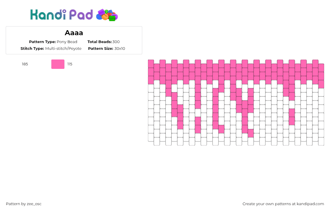 Aaaa - Pony Bead Pattern by bookix on Kandi Pad - 