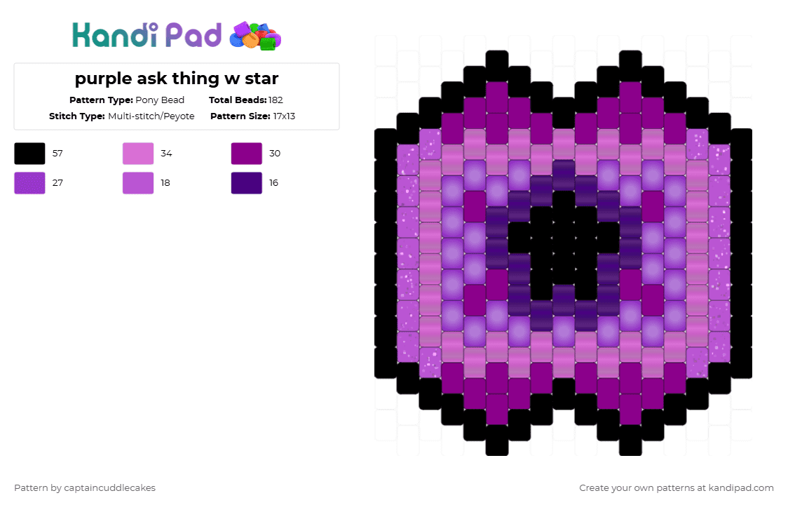 purple ask thing w star - Pony Bead Pattern by bookix on Kandi Pad - pink,purple