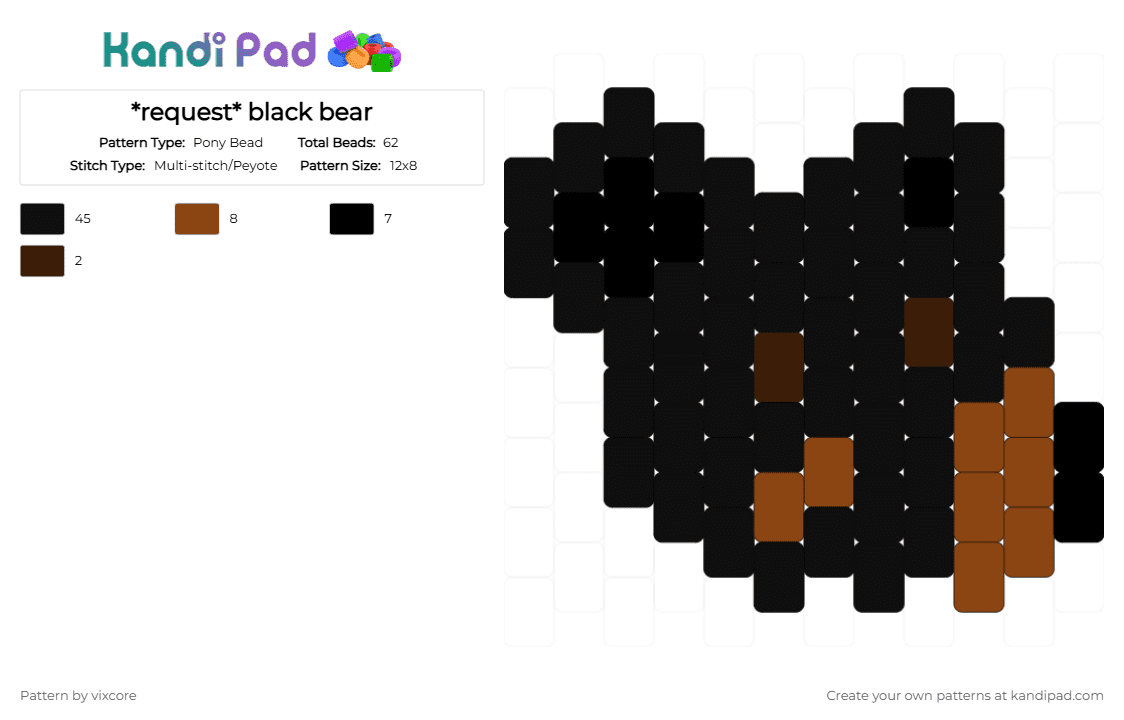*request* black bear - Pony Bead Pattern by vixcore on Kandi Pad - request,black bear,bear,nature
