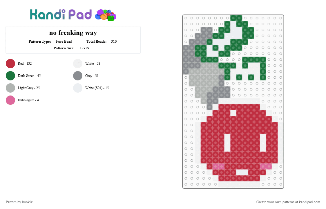 no freaking way - Fuse Bead Pattern by vixcore on Kandi Pad - red,green,itft,object show,no way