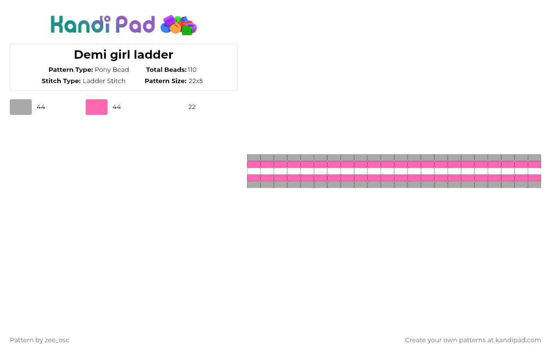 Demi girl ladder - Pony Bead Pattern by bookix on Kandi Pad - beige,pink
