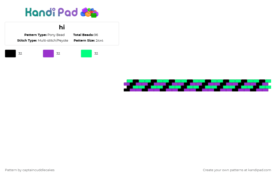 hi - Pony Bead Pattern by vixcore on Kandi Pad - purple,teal