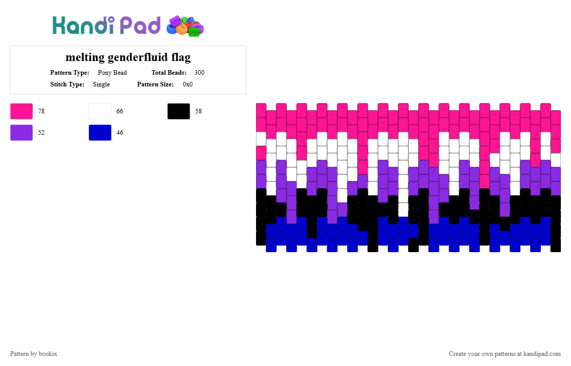 melting genderfluid flag - Pony Bead Pattern by vixcore on Kandi Pad - pink,purple,pride month,pride,lgbtq,gender identity,genderfluid