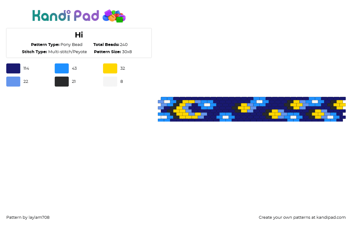 Hi - Pony Bead Pattern by laylam708 on Kandi Pad - purple