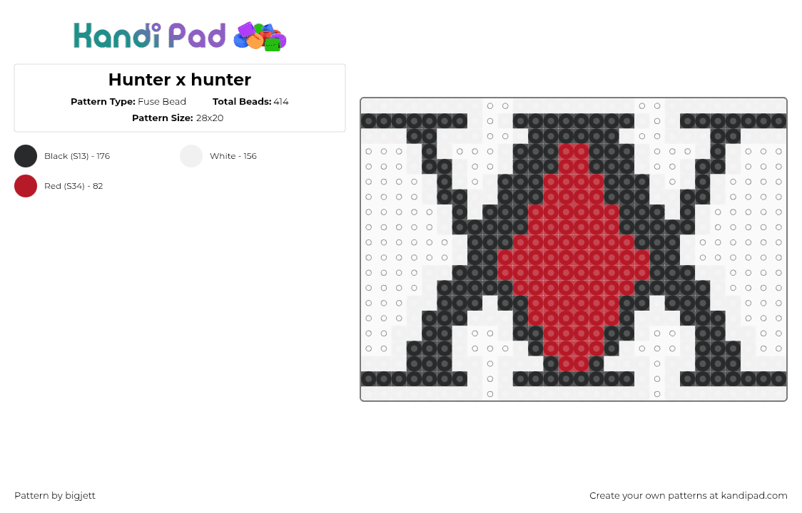 Hunter x hunter - Fuse Bead Pattern by bigjett on Kandi Pad - white,red,hxh,hunter x hunter,logo