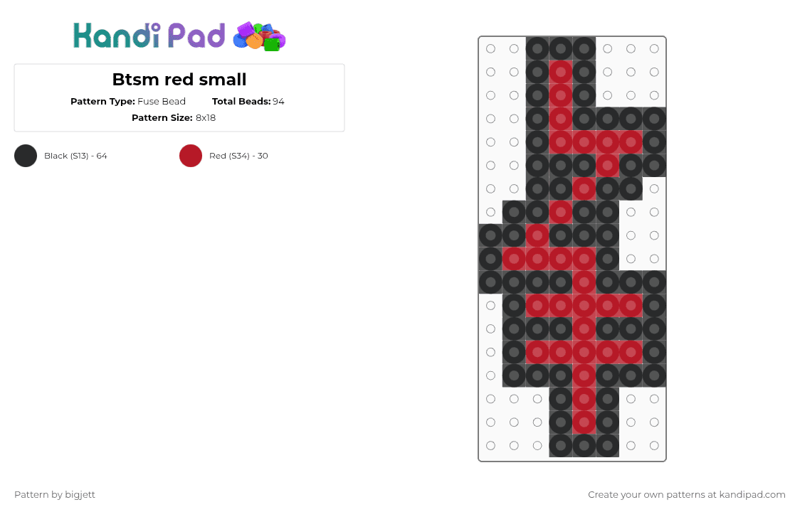 Btsm red small - Fuse Bead Pattern by bigjett on Kandi Pad - red,black