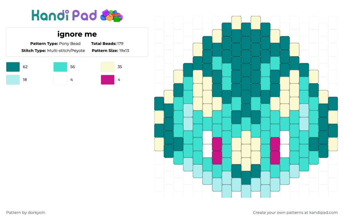 ignore me - Pony Bead Pattern by dorkyoin on Kandi Pad - light blue,teal