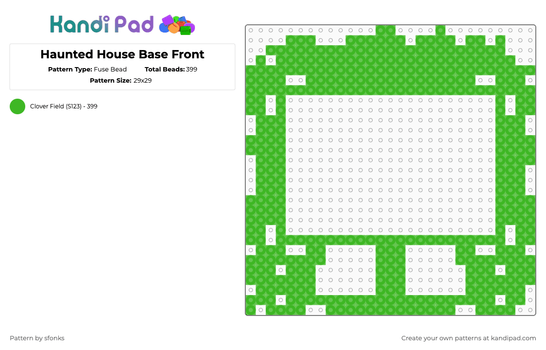 Haunted House Base Front - Fuse Bead Pattern by sfonks on Kandi Pad - green