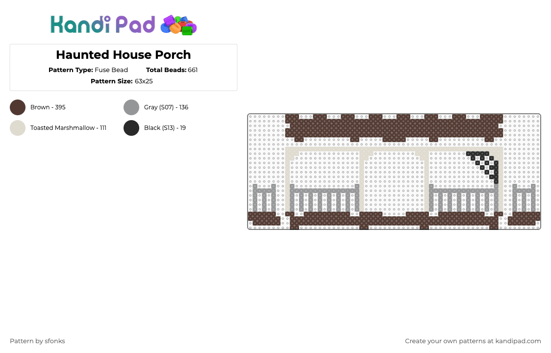 Haunted House Porch - Fuse Bead Pattern by sfonks on Kandi Pad - brown