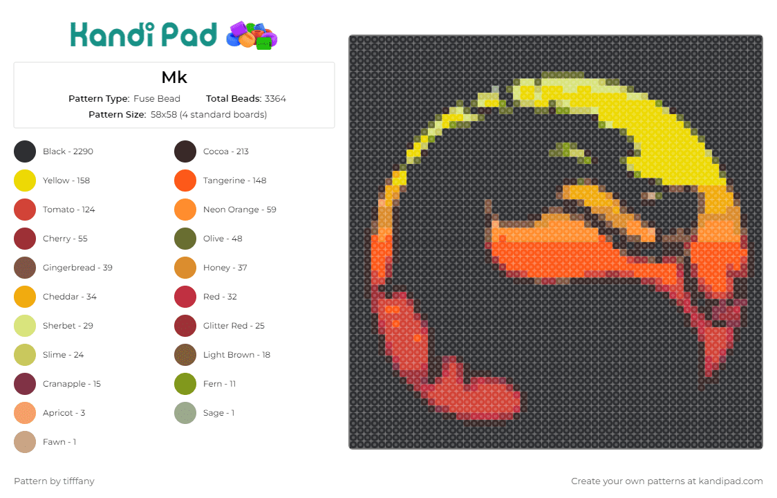 Mk - Fuse Bead Pattern by tifffany on Kandi Pad - mortal kombat,video game,dragon,sunset,striking,vivid,tribute,unique,creative,black,orange