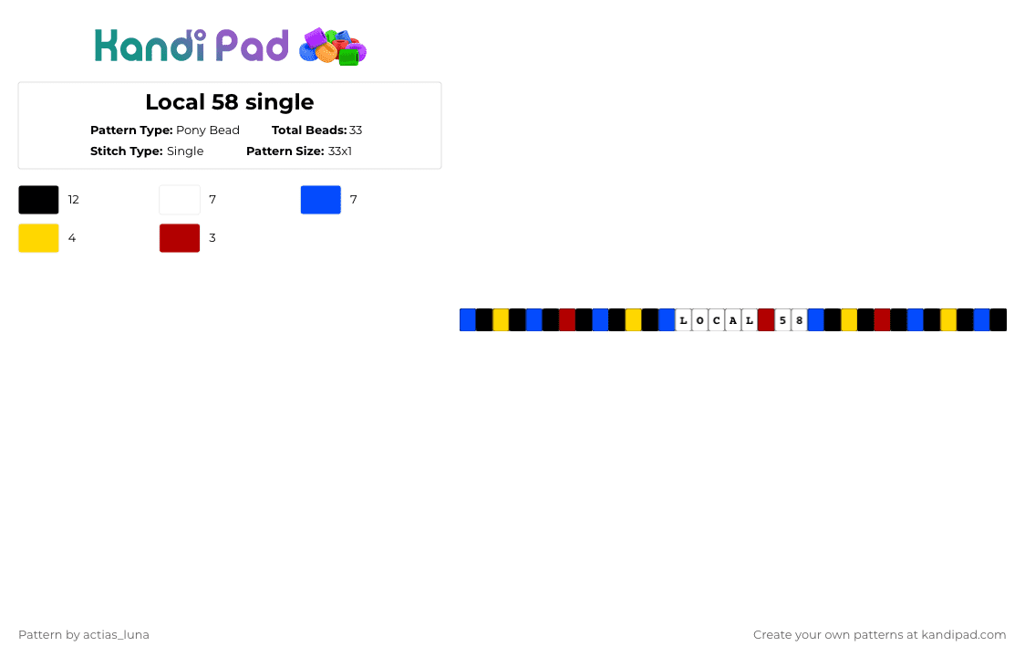 Local 58 single - Pony Bead Pattern by actias_luna on Kandi Pad - analog horror, blue, horror, local 58