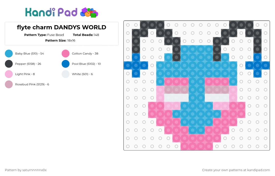 flyte charm DANDYS WORLD - Fuse Bead Pattern by saturnnnnnx0x on Kandi Pad - light blue,pink