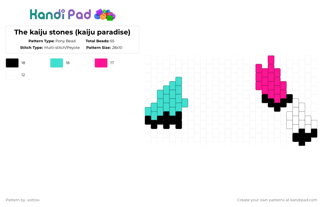 The kaiju stones (kaiju paradise) - Pony Bead Pattern by -_redtail_- on Kandi Pad - 