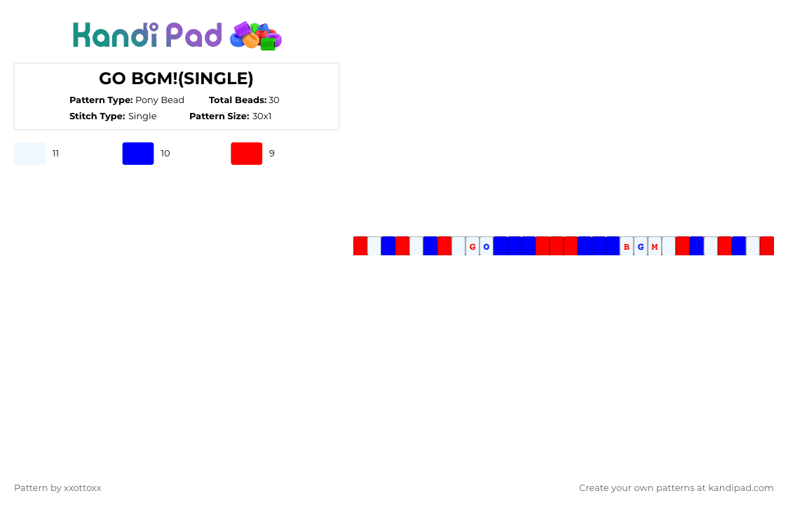 GO BGM!(SINGLE) - Pony Bead Pattern by -_redtail_- on Kandi Pad - music,go,bgm,single,purple,red