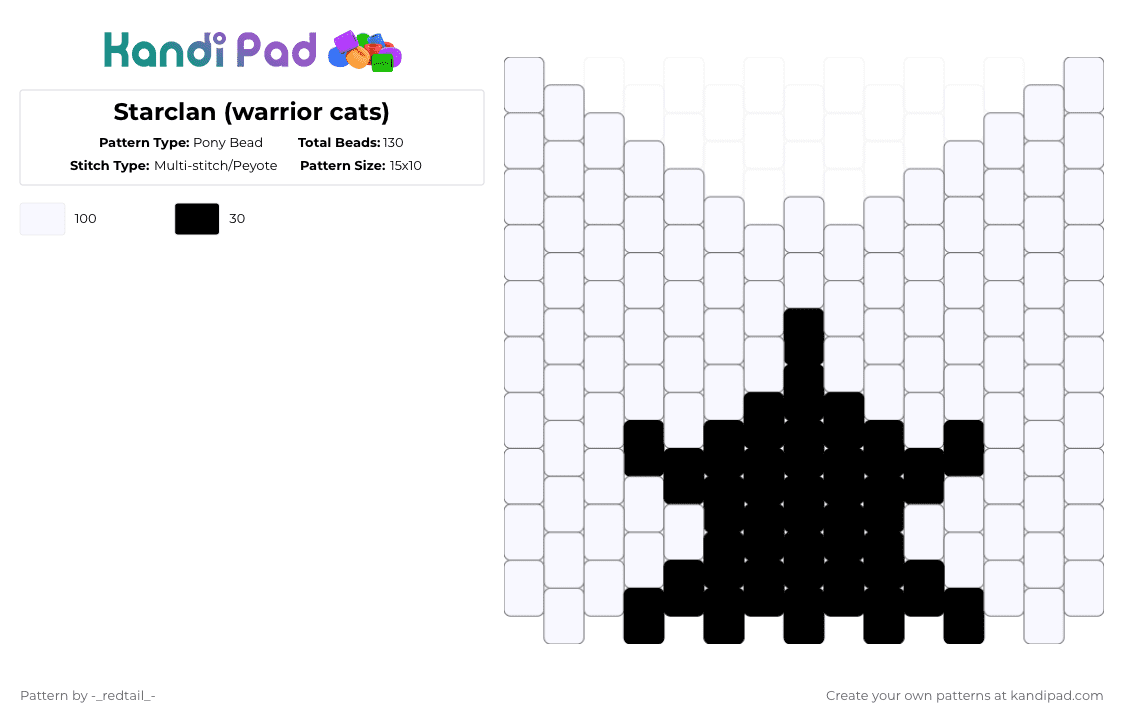 Starclan (warrior cats) - Pony Bead Pattern by -_redtail_- on Kandi Pad - white,warrior cats,warriors,cat,charm,starclan,heaven,star