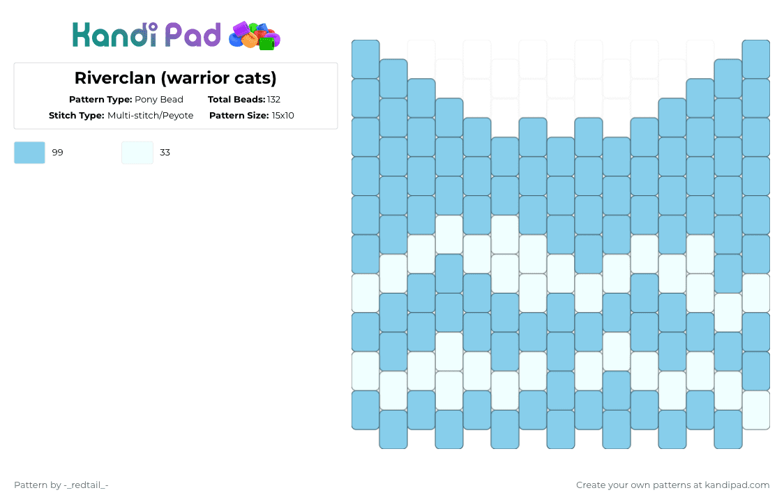 Riverclan (warrior cats) - Pony Bead Pattern by -_redtail_- on Kandi Pad - light blue,warrior cats,cat,warriors,charm,riverclan,river,water,book