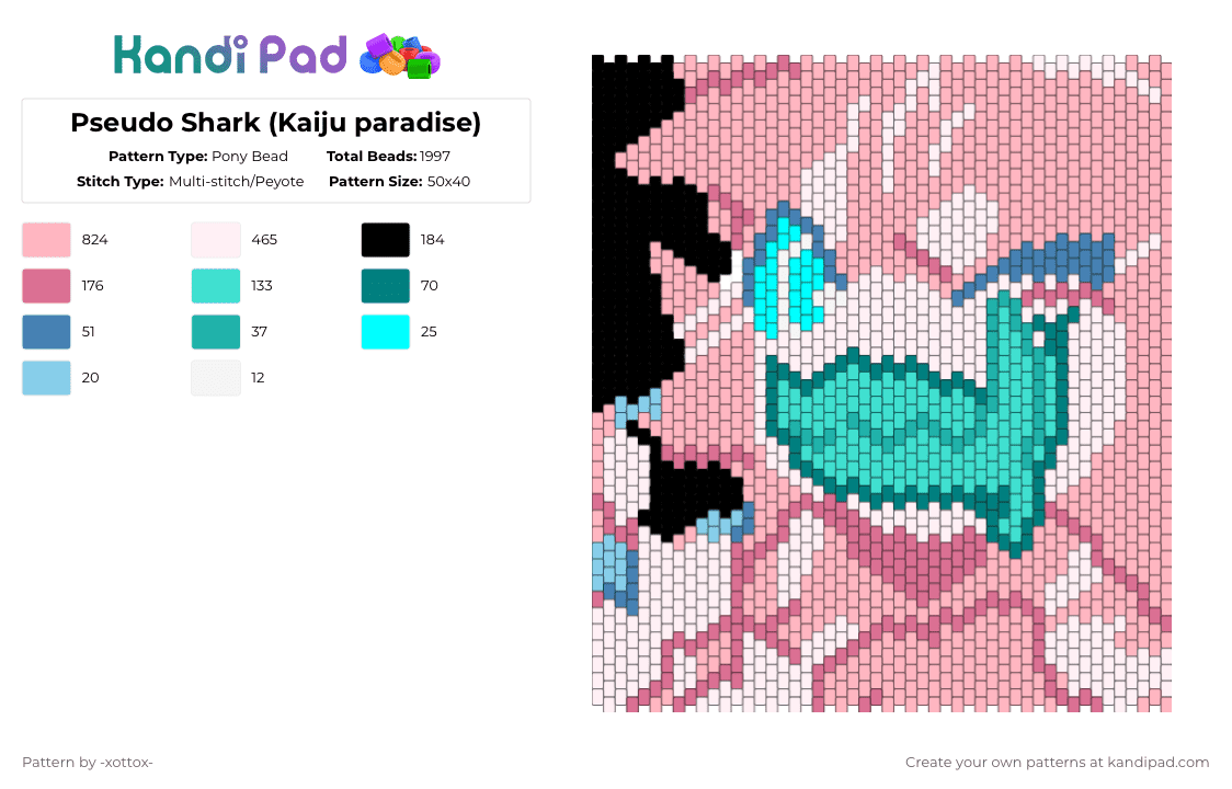 Pseudo Shark (Kaiju paradise) - Pony Bead Pattern by -_redtail_- on Kandi Pad - cotdunderwaterworld