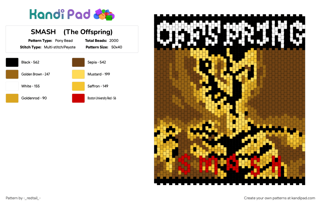 SMASH    (The Offspring) - Pony Bead Pattern by legallyotto on Kandi Pad - 