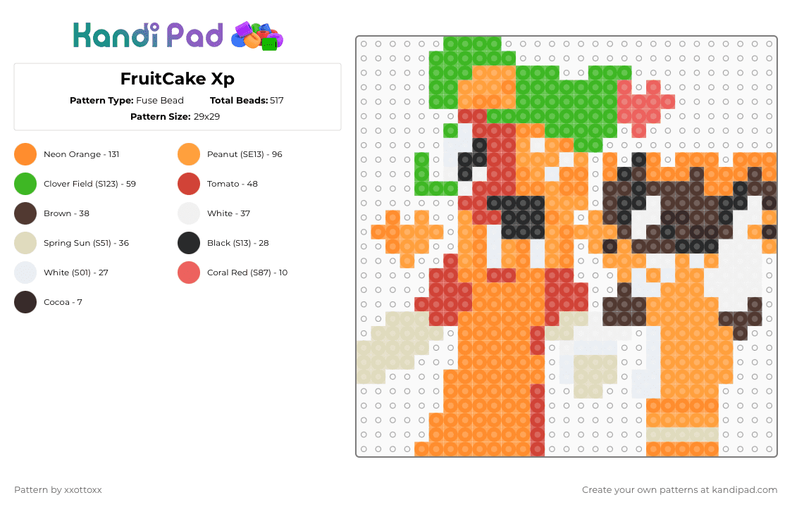 FruitCake Xp - Fuse Bead Pattern by -_redtail_- on Kandi Pad - 