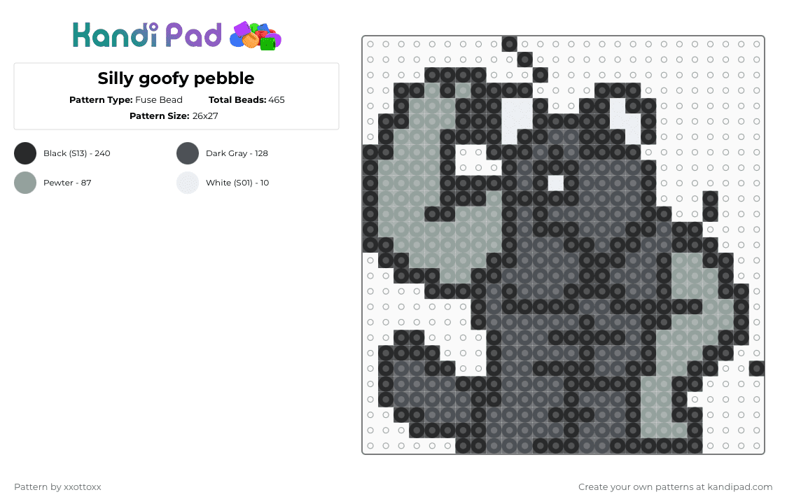 Silly goofy pebble - Fuse Bead Pattern by -_redtail_- on Kandi Pad - 