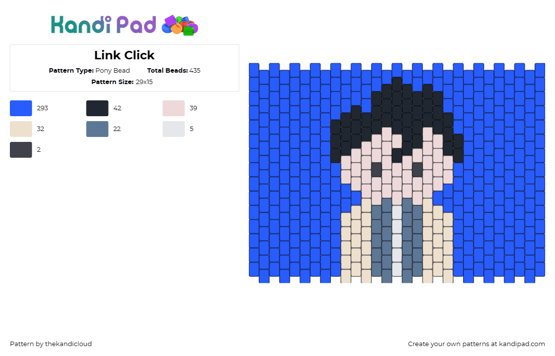 Link Click - Pony Bead Pattern by thekandicloud on Kandi Pad - cheng xiaoshi,link click,anime,character,time travel,animated,protagonist,blue,b