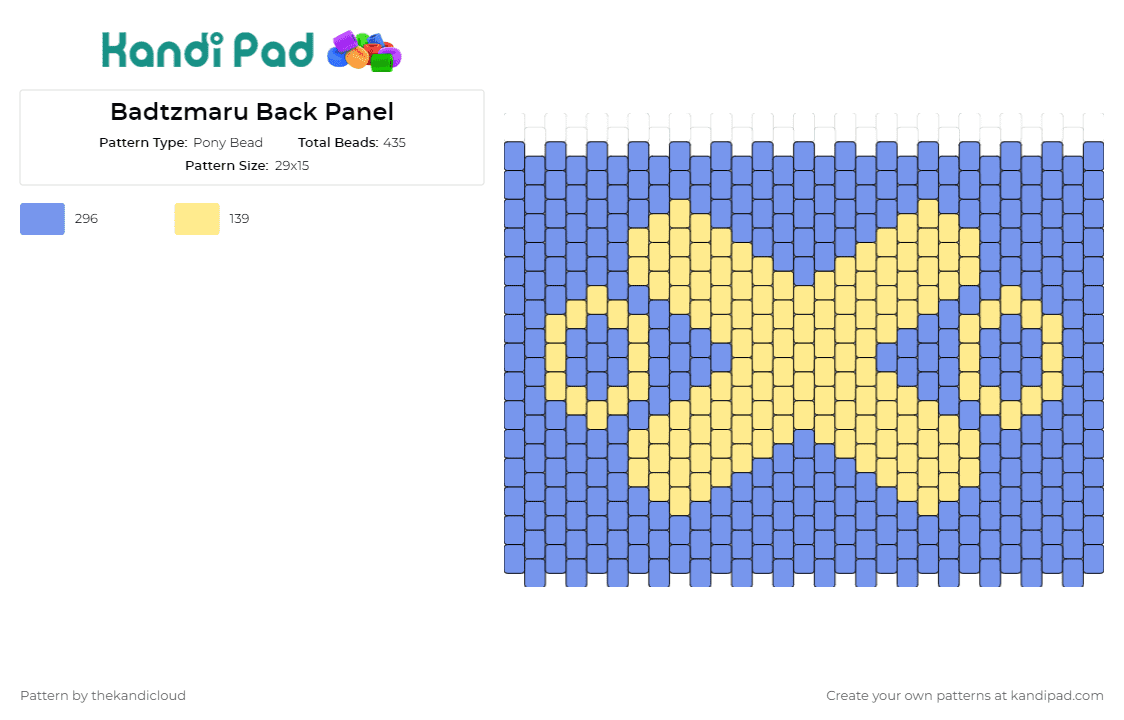 Badtzmaru Back Panel - Pony Bead Pattern by thekandicloud on Kandi Pad - badtz maru,sanrio,bag,panel,playful,mischievous,penguin,vibrant,yellow,blue