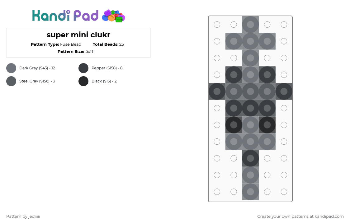 super mini clukr - Fuse Bead Pattern by jediiiii on Kandi Pad - gray,black,clukr,game,mini,sprunki,sliver